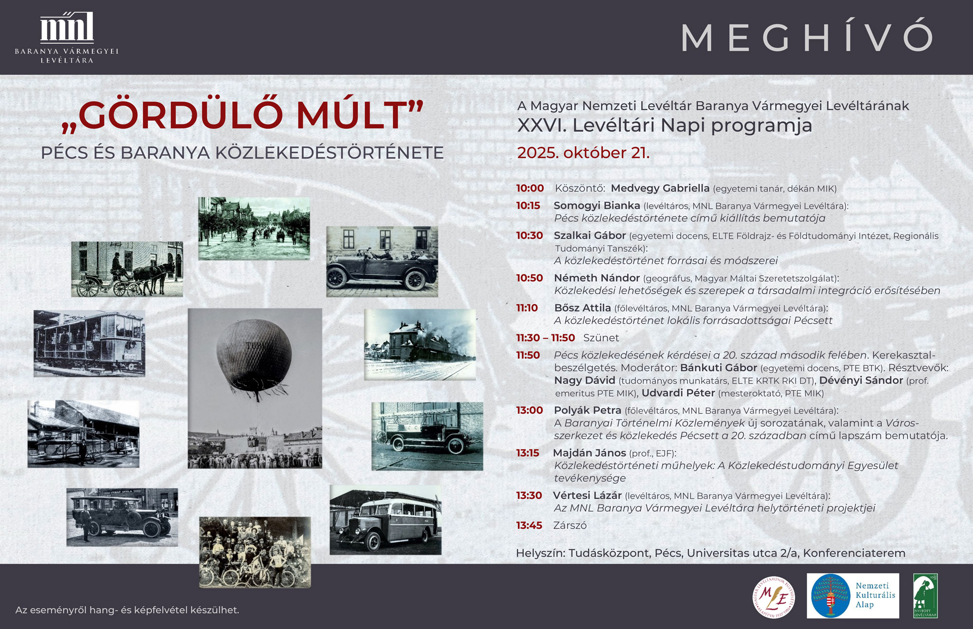 XXVI. Levéltári Nap | Gördülő múlt - Pécs és Baranya közlekedéstörténete