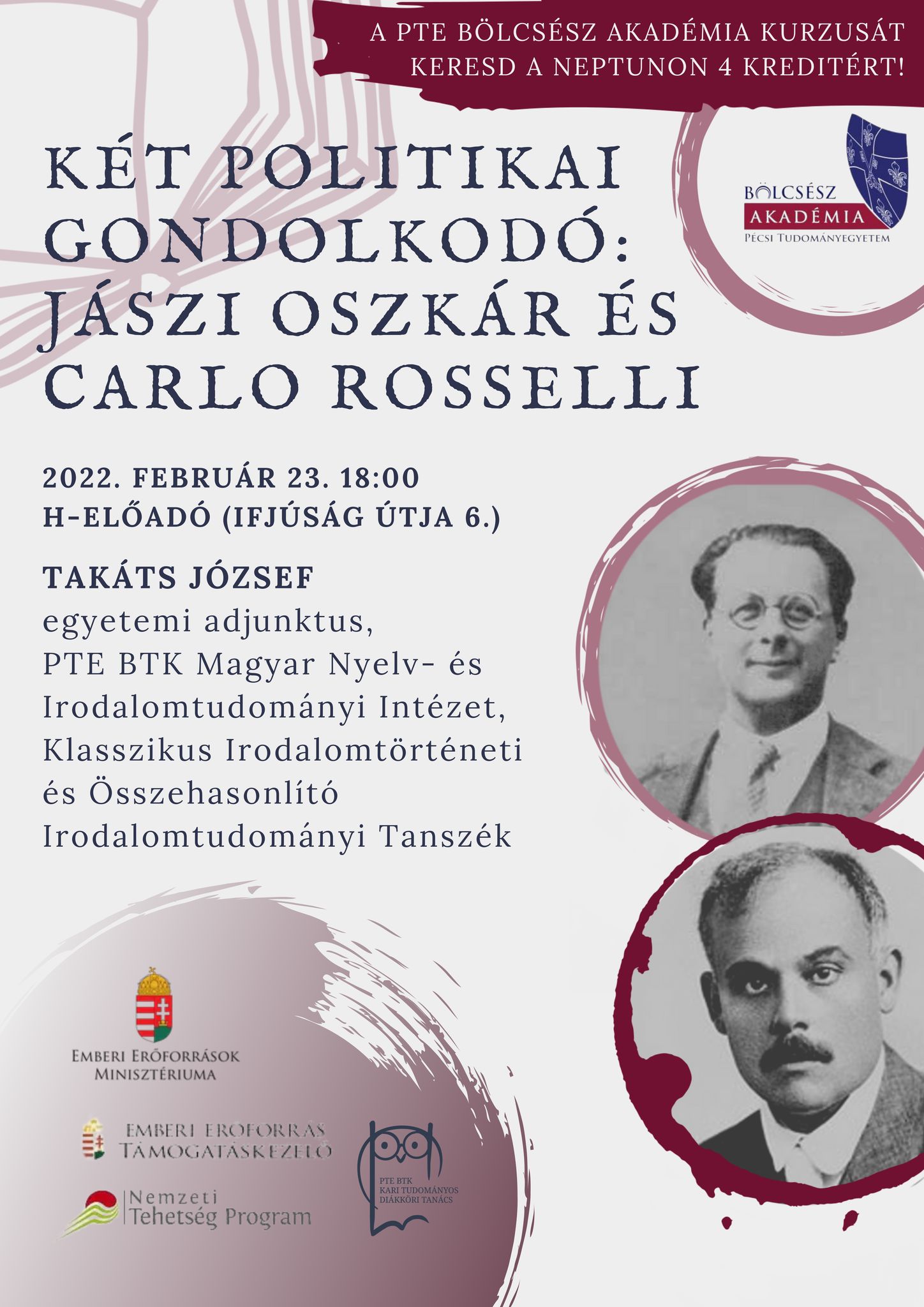 Takáts József: Két politikai gondolkodó. Jászi Oszkár és Carlo Rosselli