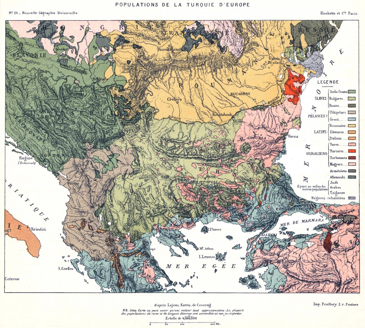 Balkáni nemzetiségi térkép a XIX. századból (Forrás: Wikipédia)
