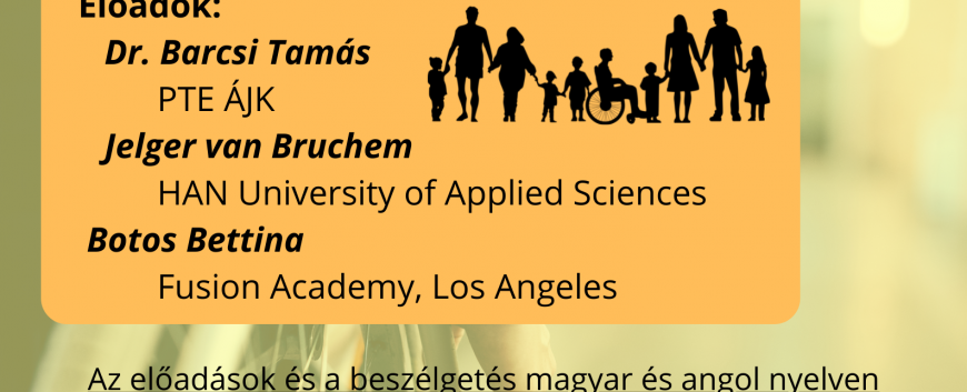 A Társadalmi Befogadás Szakkollégium online kerekasztal beszélgetést szervez a fogyatékosság és az emberi méltóság, a társadalmi szerepek, a mozgásmeditáció és a testtudatosság kapcsolatáról. Időpont: 2022. március 30. 14.00-15. Előadók: Dr. Barcsi Tamás, PTE ÁJK, Jelger van Bruchem, HAN University of Applied Sciences, Botos Bettina, Fusion Academy